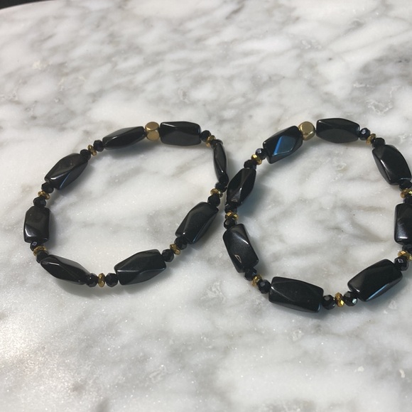 Black onyx & black Swarovski crystal bracelet in size 7” - Picture 4 of 4